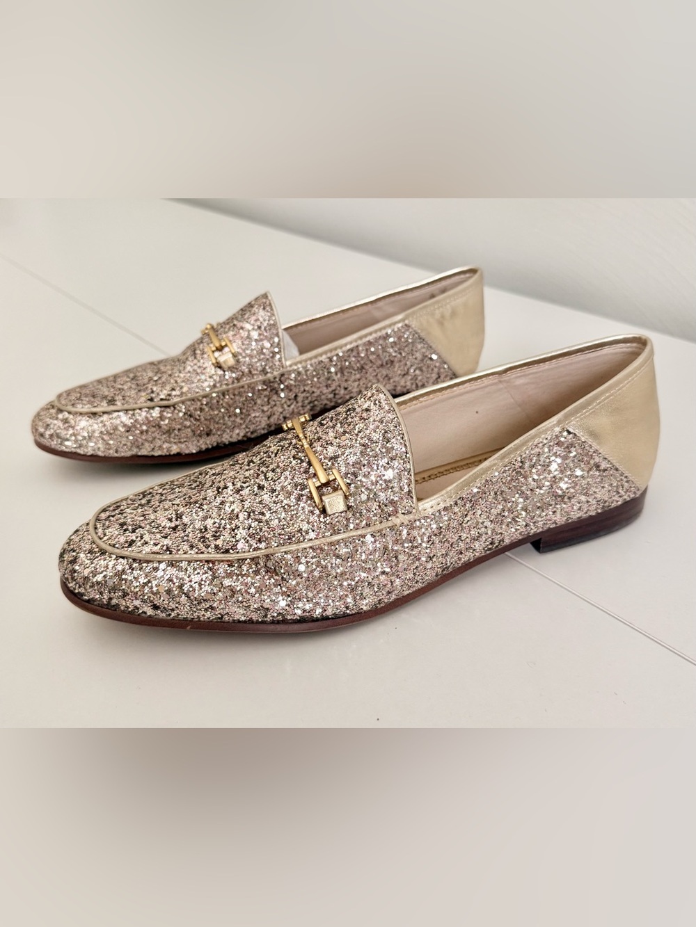 ✨ Sam Edelman Loraine Glitter Horsebit Loafers – Rose Gold Sparkle – W Size 10 ✨ - Picture 3 of 6